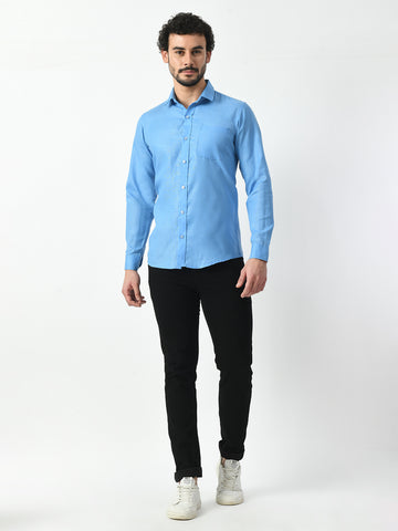 Royal Blue Cotton Linen Shirt for Men | Solid Shirt | PRINTCULTR