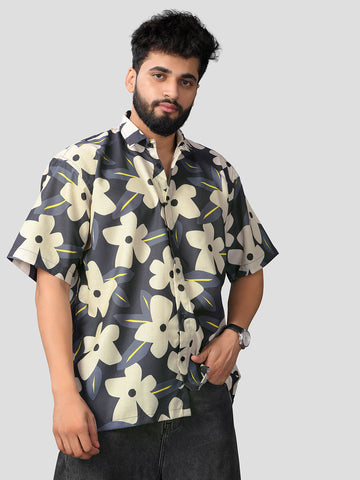 BOWLIFESTYLE Cotton Blend Oversized Fit Printed Half Sleeves Men's Casual Shirt