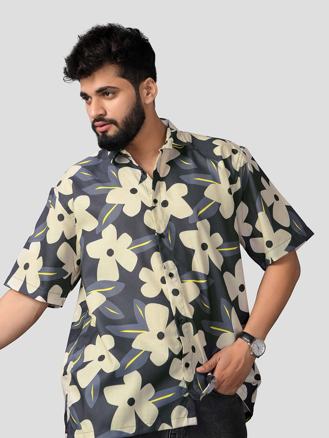 BOWLIFESTYLE Cotton Blend Oversized Fit Printed Half Sleeves Men's Casual Shirt