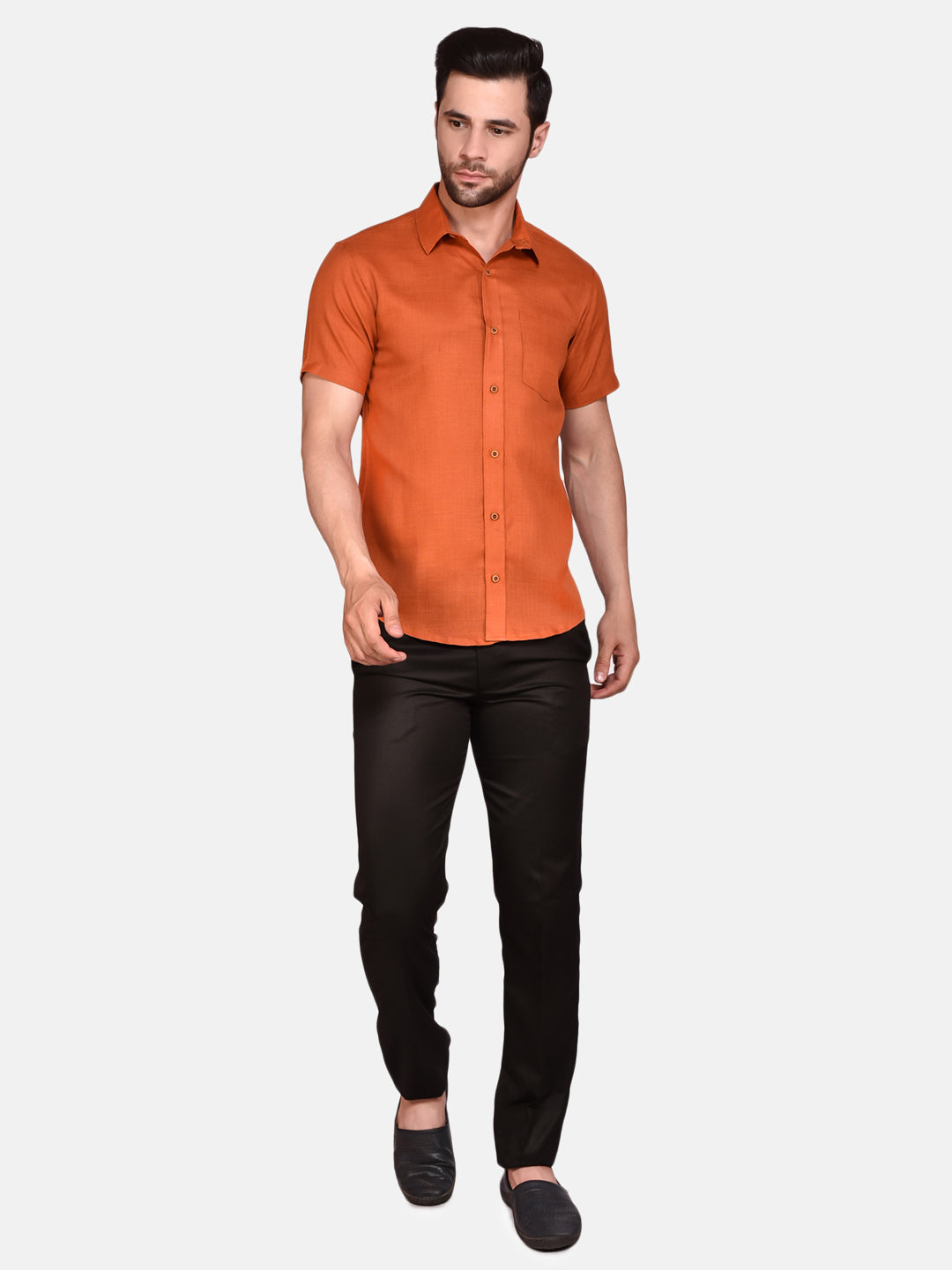 Orange Cotton Linen Shirt for Men - Stylish & Comfortable | PRINTCULTR