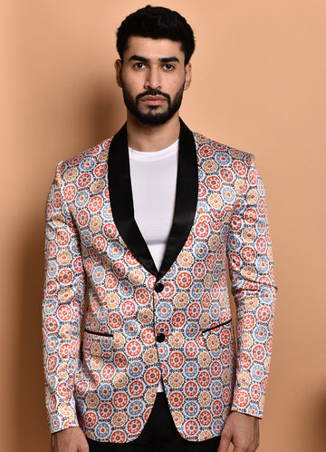 BOWLIFESTYLE Multi Cotton Blend Printed Blazer