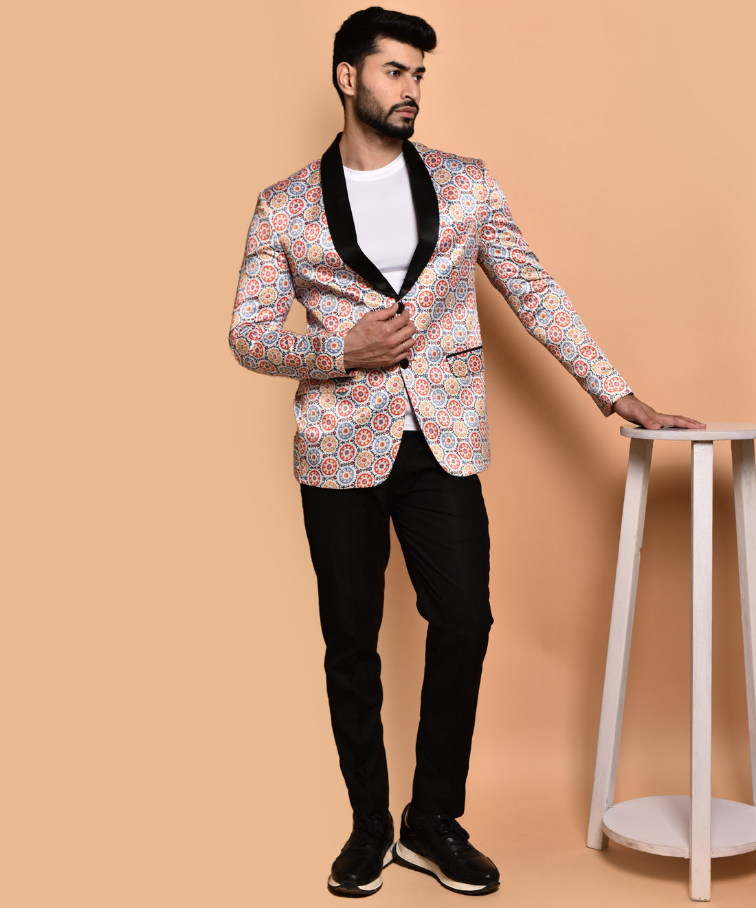 BOWLIFESTYLE Multi Cotton Blend Printed Blazer