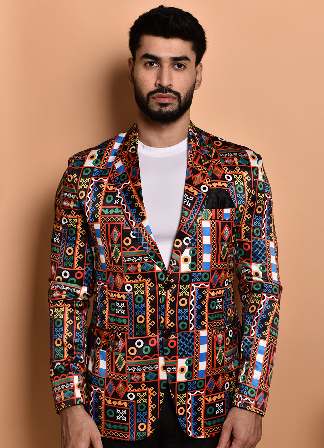 BOWLIFESTYLE Multi Cotton Blend Printed Blazer