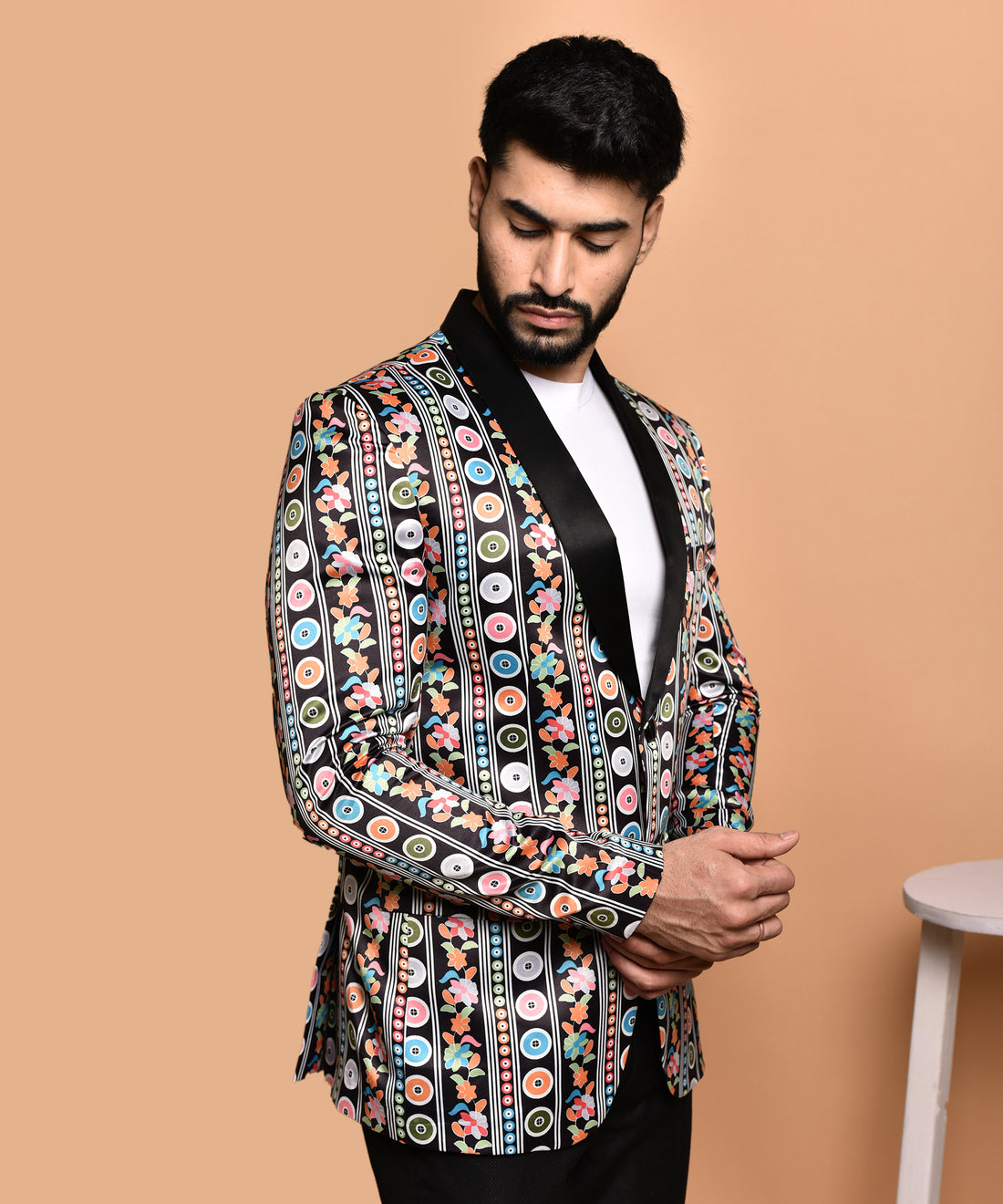 BOWLIFESTYLE Multi Cotton Blend Printed Blazer