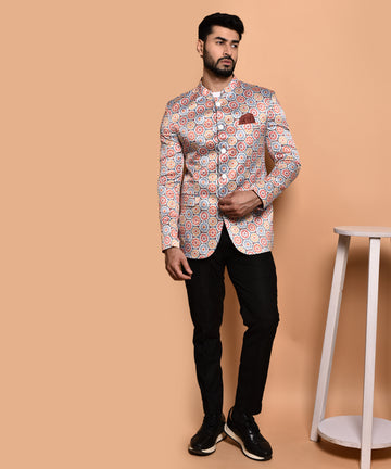 BOWLIFESTYLE Multi Cotton Blend Printed Blazer