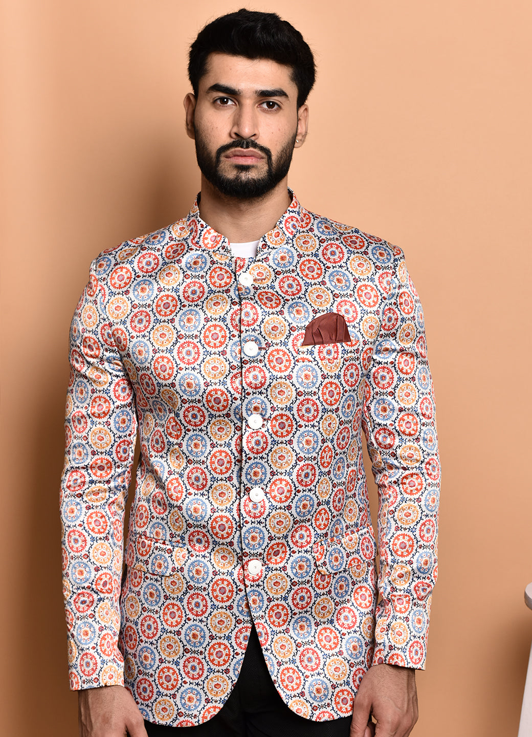 BOWLIFESTYLE Multi Cotton Blend Printed Blazer