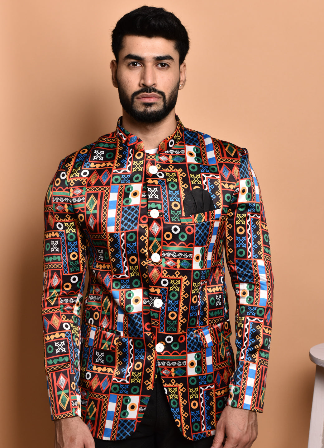 BOWLIFESTYLE Multi Cotton Blend Printed Blazer