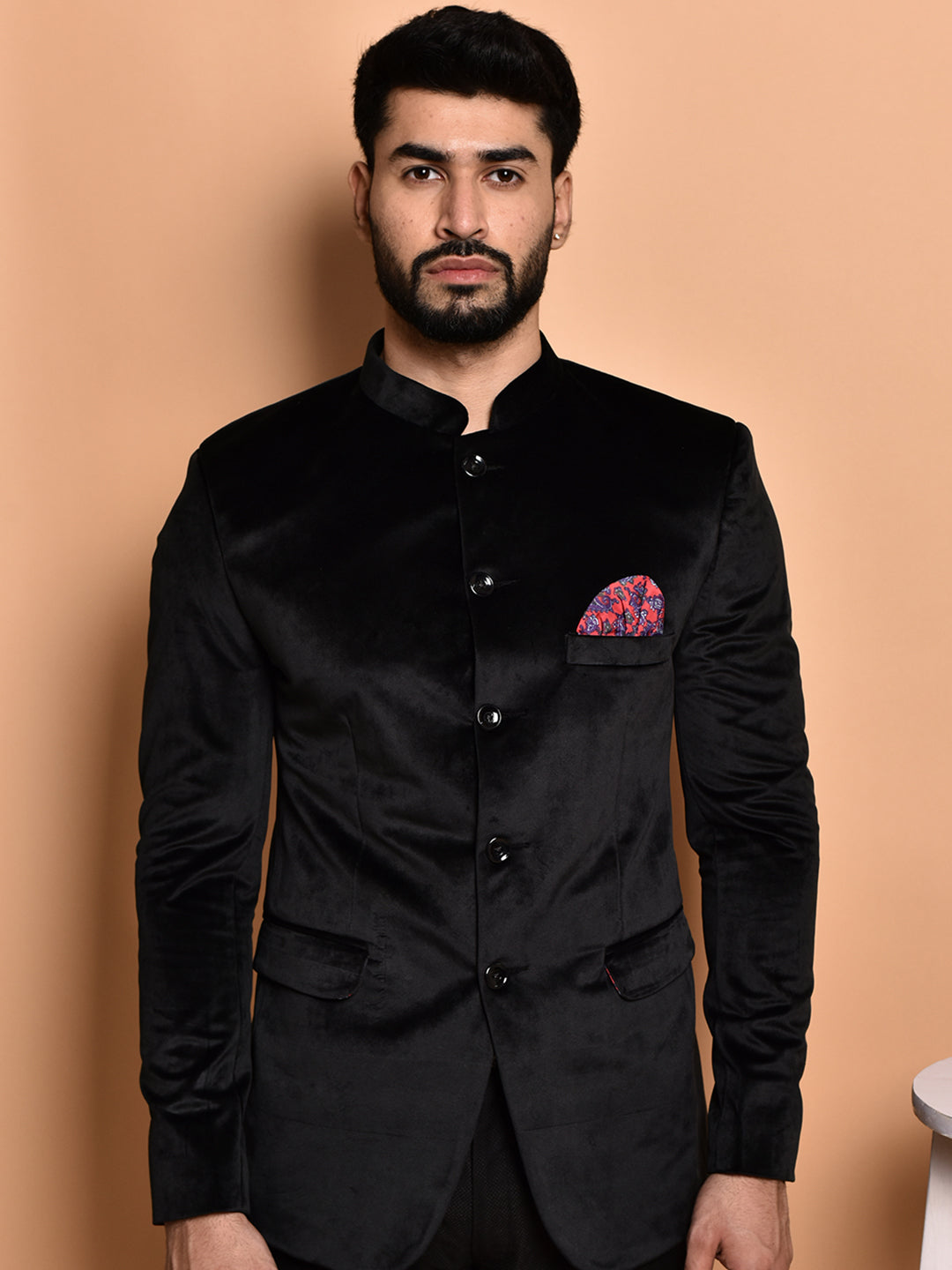 BOWLIFESTYLE Black Velvet Solid Blazer