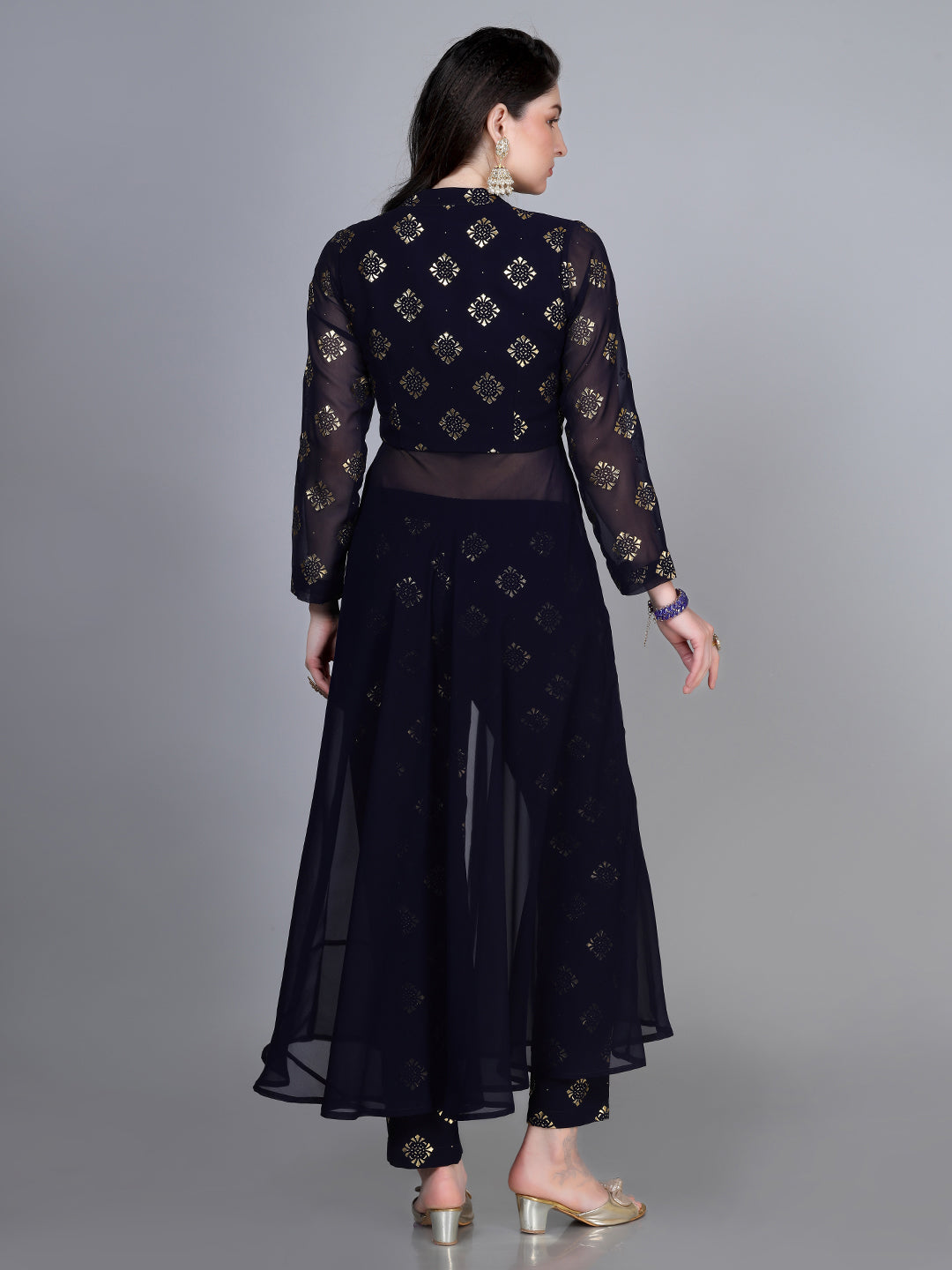 Black Georgette Kurta Set for Women - Laxis