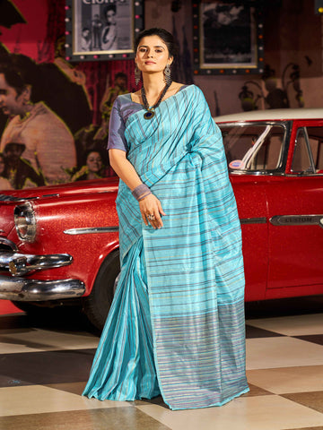 Swornof Cotton Silk and Patola Saree with blouse piece - Firozy