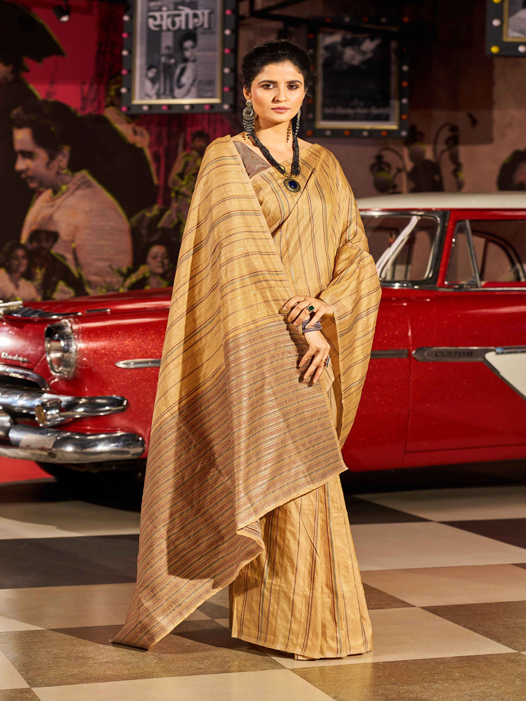 Swornof Cotton Silk Patola Saree with blouse piece - Yellow