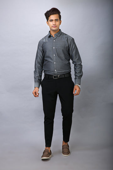 Grey Men's Polyester Solid Shirt - Stylish & Comfortable | BOWLIFESTYLE