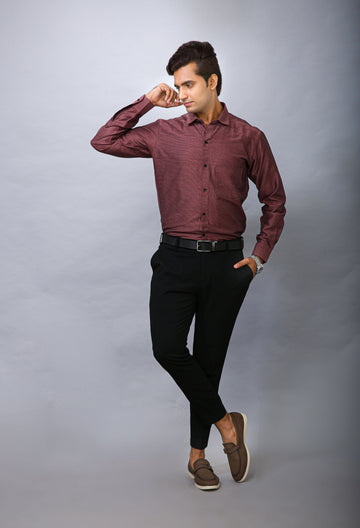 Wine Men's Polyester Solid Shirt - Elegant & Durable | BOWLIFESTYLE