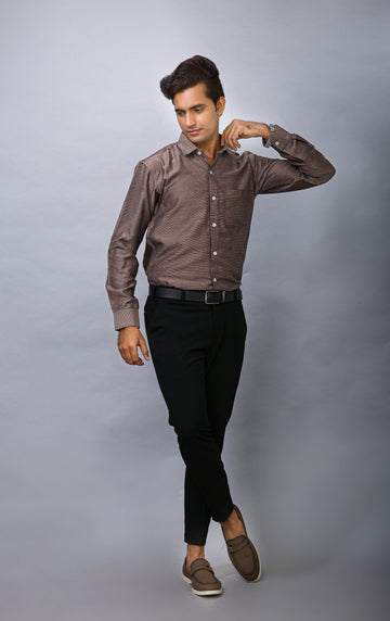 Brown Men's Polyester Solid Shirt - Stylish & Comfortable | BOWLIFESTYLE