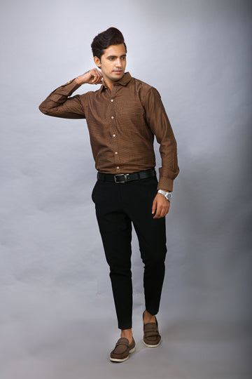 Coffee Brown Men's Polyester Solid Shirt - Elegant & Durable | BOWLIFESTYLE