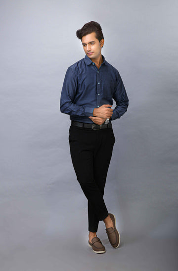 Blue Men's Polyester Solid Shirt - Stylish & Durable | BOWLIFESTYLE