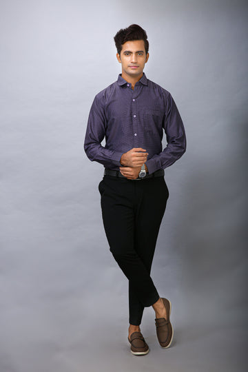 Navy Blue Men's Polyester Solid Shirt - Stylish & Comfortable | BOWLIFESTYLE