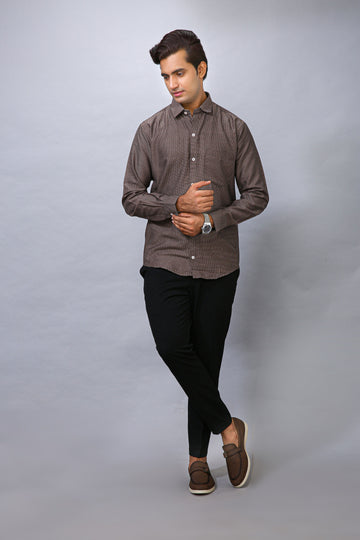 Chocolate Brown Men's Polyester Solid Shirt - Stylish | BOWLIFESTYLE