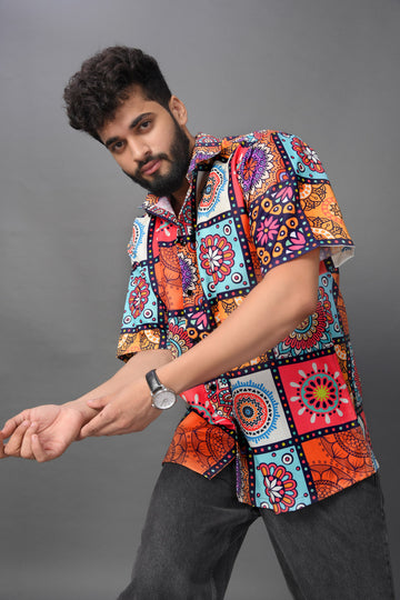 BOWLIFESTYLE Men Printed Casual Multicolor Shirt.