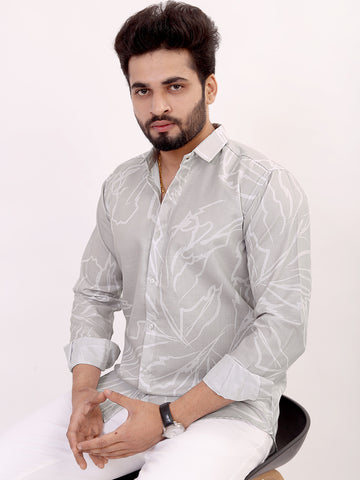 BOWLIFESTYLE Men Printed Casual Grey Shirt.