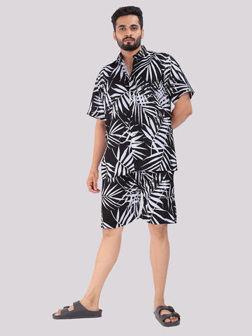 BOWLIFESTYLE Black-White Cotton Blend Printed Co-ord Set